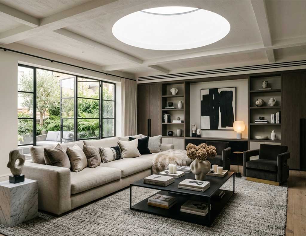 roof light dome in stylish living room